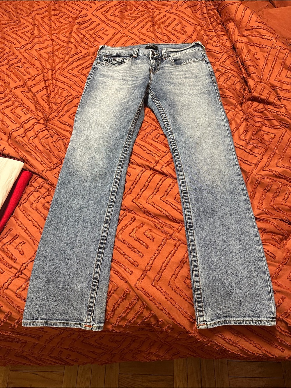 True Religion Ricky Relaxed Straight Jeans - Light Blue Denim